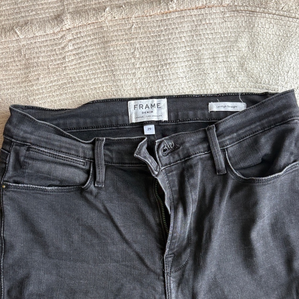 Frame Denim Women's Straight Leg Jeans - Dark Gray